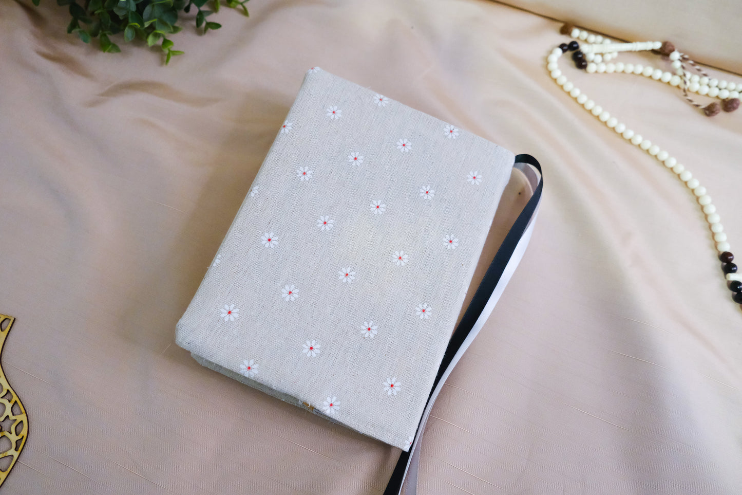 Beige Daisy Quran Cover - Limited Edition