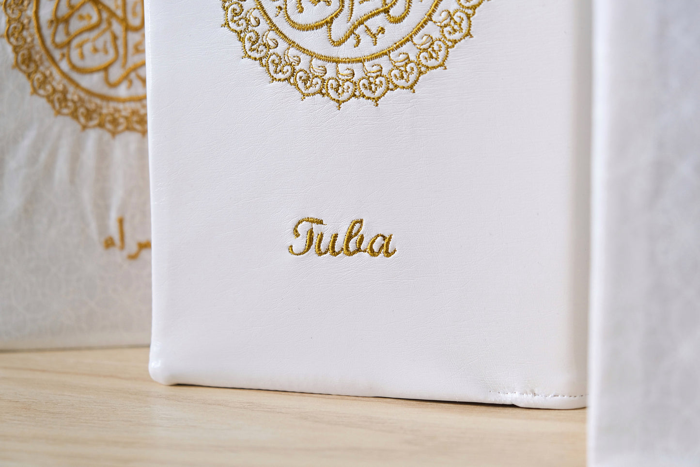 White Leather Quran Cover